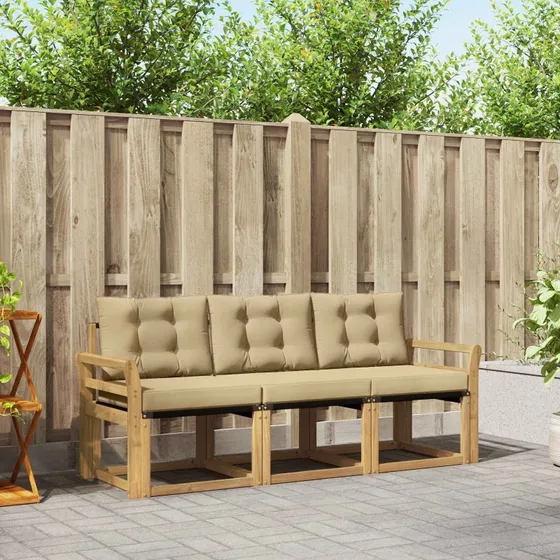 vidaXL Udendørs Sofagruppe 3-del 3 pcs Hvid og Beige
