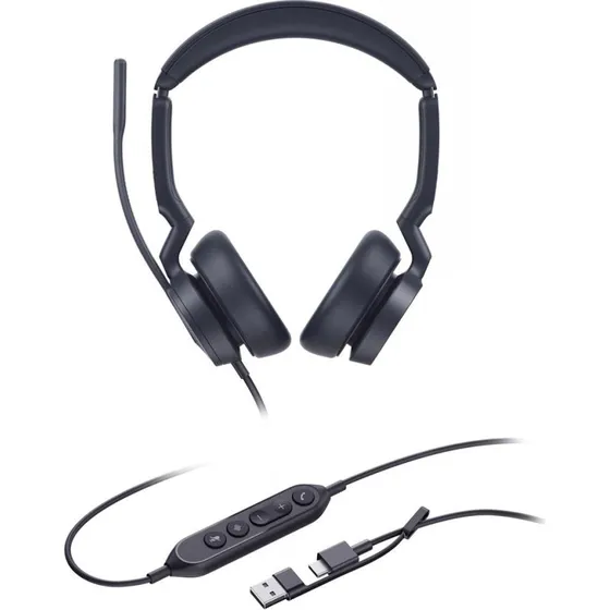 Yealink UH46 Dual UC Kablet Headset, USB-C/A, Sort
