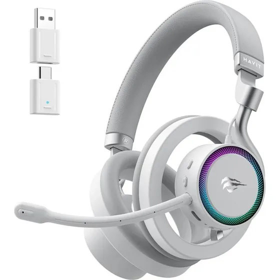Havit Fuxi-H8 trådløs gaming-headset, hvid