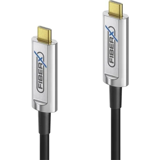 FiberX FX-I600-010 USB-C kabel 10 m, sort/sølv