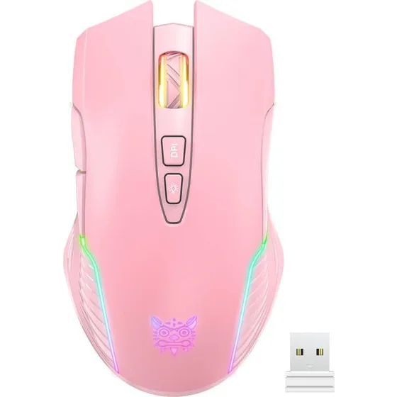 Onikuma CW905 Trådløs Gaming Mus - Pink med RGB