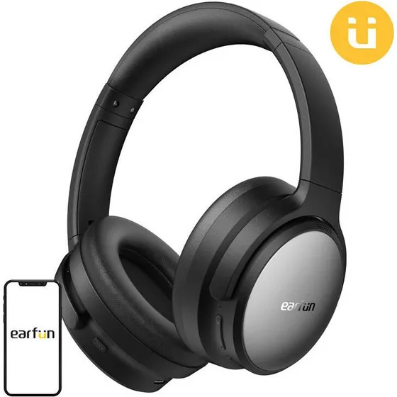 Earfun Tune Pro ANC Trådløse Hovedtelefoner, Sort, USB-C, 80 Timer
