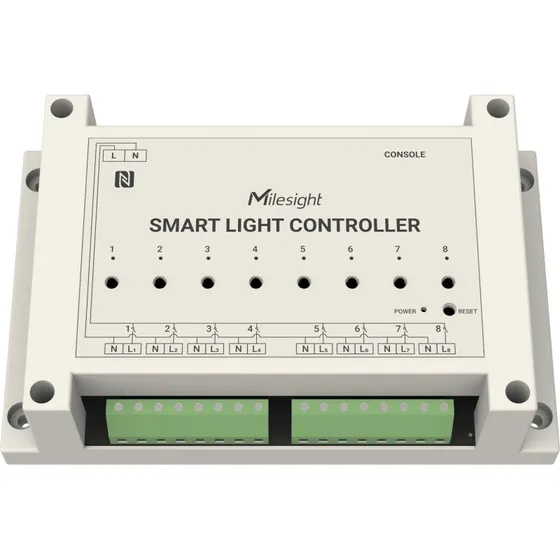 Milesight WS558 8-kredsløbs Smart Lyscontroller, 16A, LoRaWAN, Cremehvid