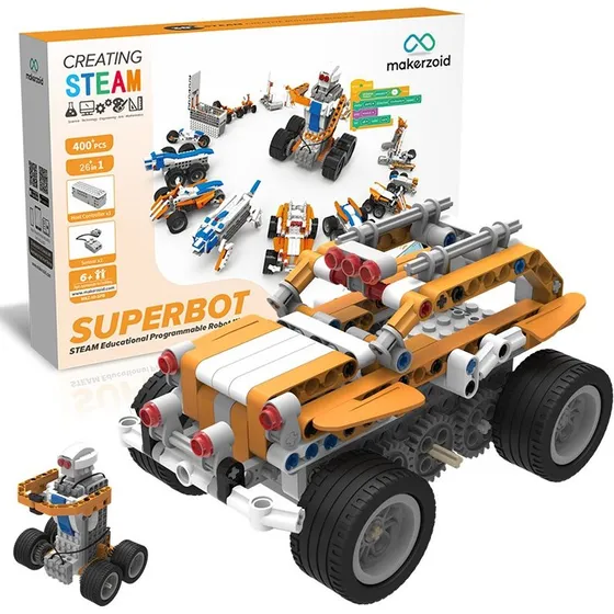 Makerzoid 26-i-1 Programmerbar Superbot, 400+ Klodser, Fra 6 År