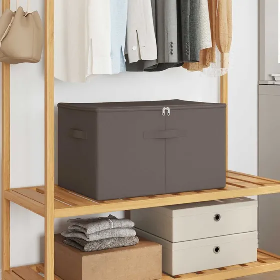 vidaXL Opbevaringskasse Grå 60x43x35 cm, foldbar med dobbelt lynlås