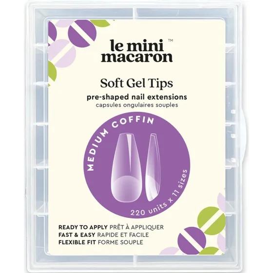 Le Mini Macaron Soft Gel Tips Medium Coffin 220 stk.