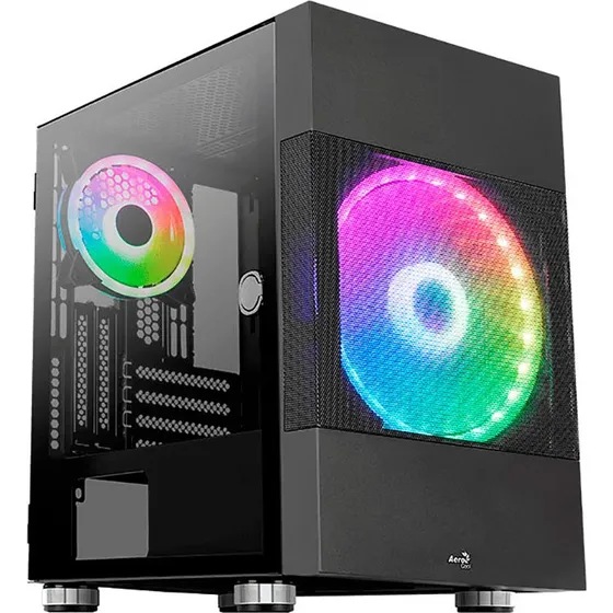AeroCool Atomic-G-BK-v2 Tempered Glass Tower-kabinet, sort