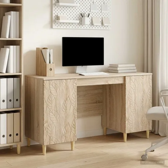 vidaXL Skrivebord Sonoma-eg Konstrueret Træ 142,5 x 50 x 75 cm
