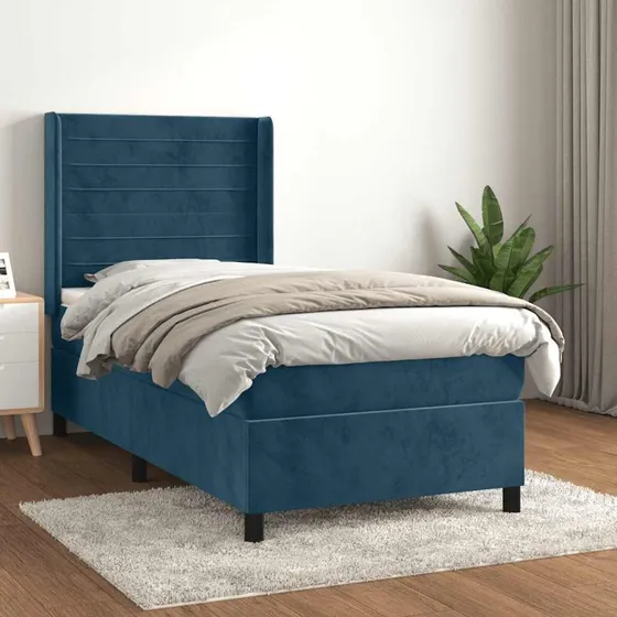 vidaXL Kontinentalseng 80x200 cm med madras, mørkeblå fløjl