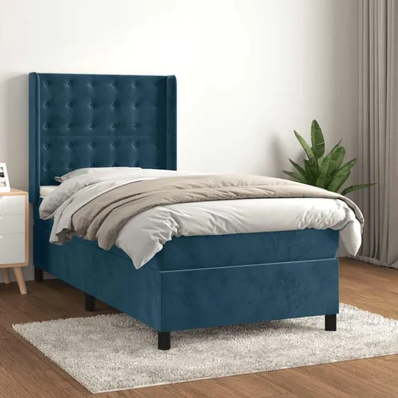 vidaXL Kontinentalseng 80x200 cm med madras, mørkeblå fløjl
