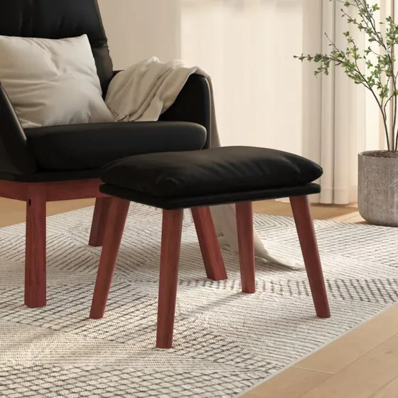 vidaXL Fodskammel i Kunstlæder, Sort, 45x29,5x35 cm