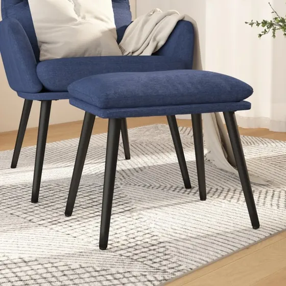 vidaXL Fodskammel 45x29,5x35 cm blå stof med metalben