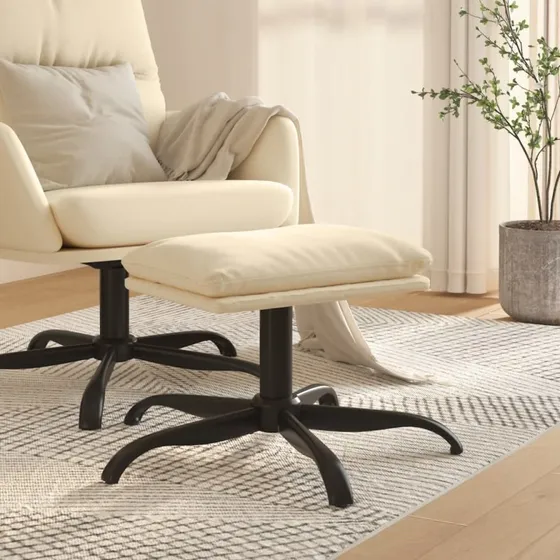 vidaXL fodskammel 60x60x36 cm cremefarvet stof