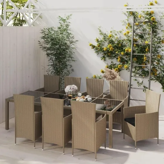 Leroy Merlin Udendørs spisebordssæt i polyrattan, 11 dele, beige