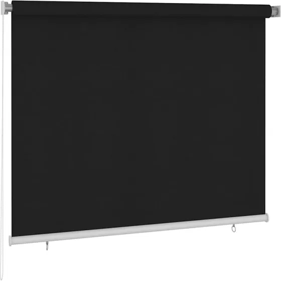 vidaXL Udendørs Rullegardin 185x140 cm Sort HDPE