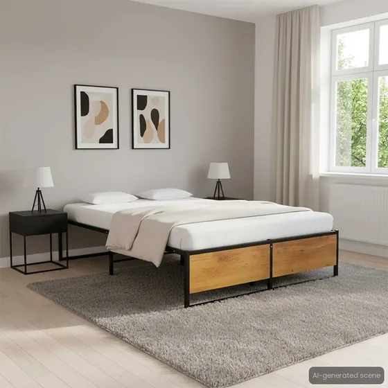 vidaXL Sengestel 120x200 cm Metal Sort