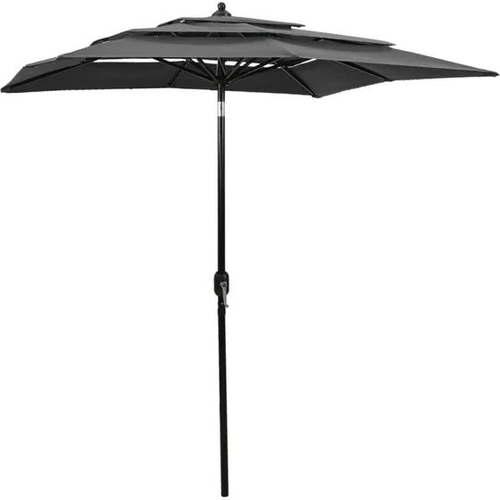 vidaXL 2x2 m parasol med aluminiumsstang, 3 niveauer, antracitgrå
