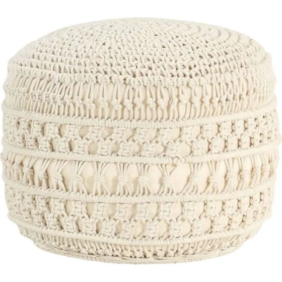 vidaXL håndlavet macramépuf 45x30 cm creme