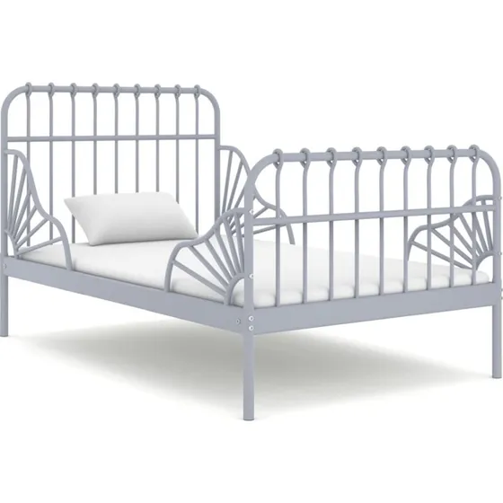 vidaXL udvideligt sengestel 80x130/200 cm grå metal