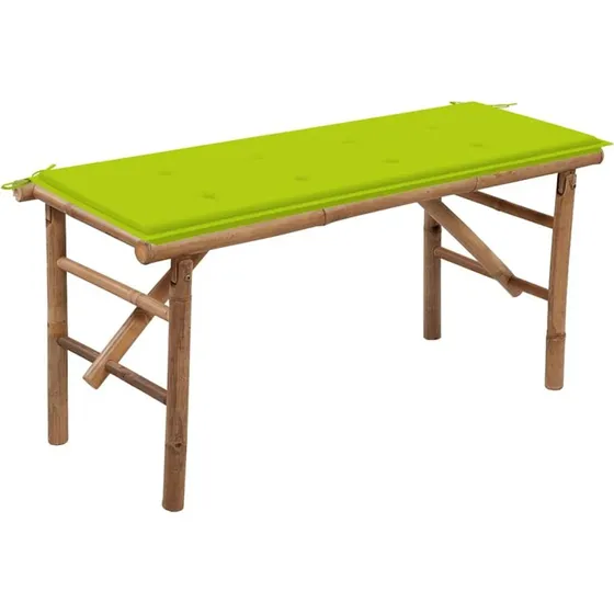 vidaXL Foldbar Havebænk 118 cm med Hynde i Bambus