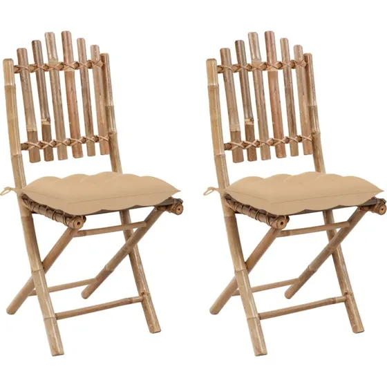 vidaXL foldbare havestole 2 stk. med hynder bambus