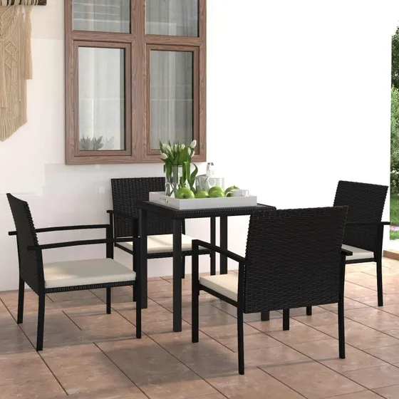 vidaXL 5-delers havemøbelsæt i sort polyrattan