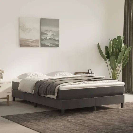 vidaXL springmadras med pocketfjedre medium 137x190x20 cm fløjl mørkegrå