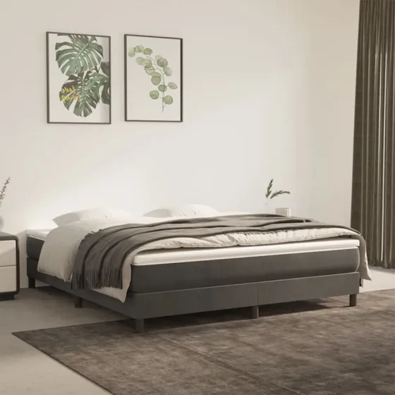 vidaXL Springmadras med Pocketfjedre 152x203x20 cm Fløjl Mørkegrå