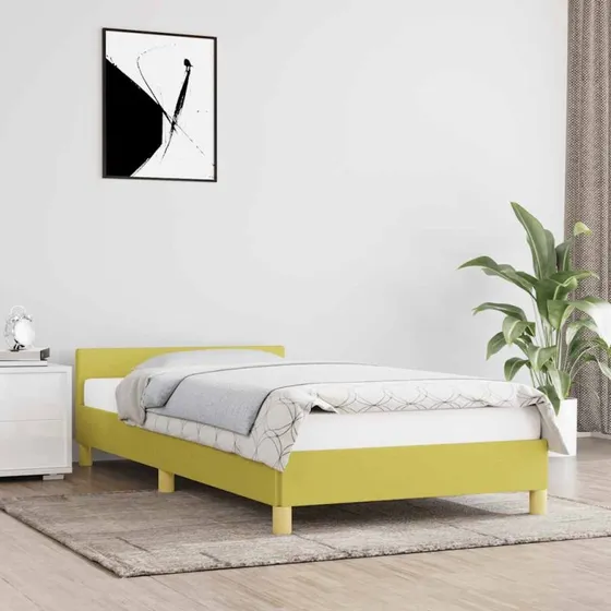 vidaXL Sengeramme Grøn 100x200 cm med Gavl og Lameller