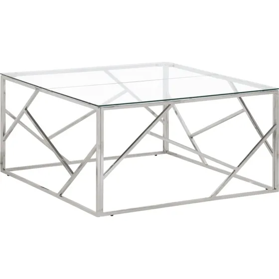 vidaXL sofabord 100x100 cm rustfrit stål hærdet glas sølv