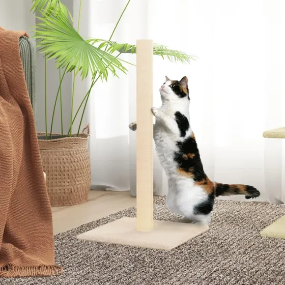 vidaXL kradsetræ 35x35x70 cm cremefarvet med sisalstolpe