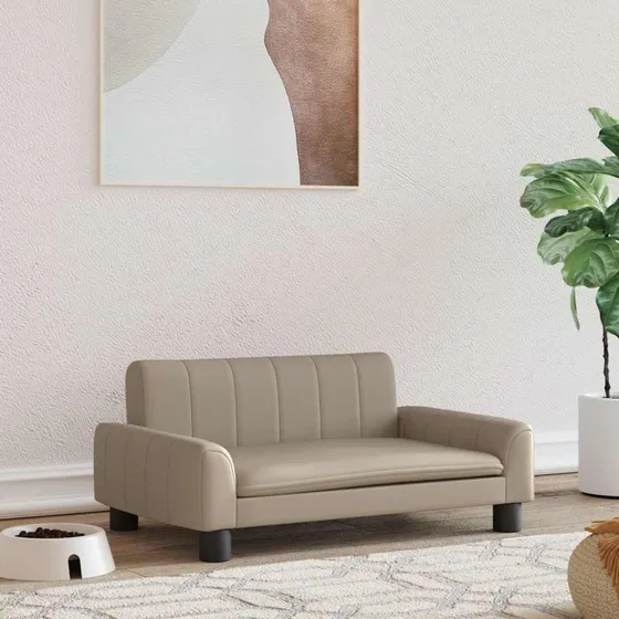 vidaXL Hundeseng 70x45x30 cm cappuccino i kunstlæder
