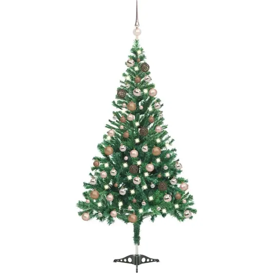 vidaXL Kunstigt Juletræ 120 cm med LED-lys og kugler, 230 grene