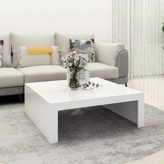 vidaXL sofabord 100x100x35 cm hvid konstrueret træ