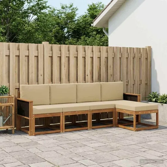 vidaXL Udendørs Sofagruppe 5-pers. Naturlig/Beige Akacietræ