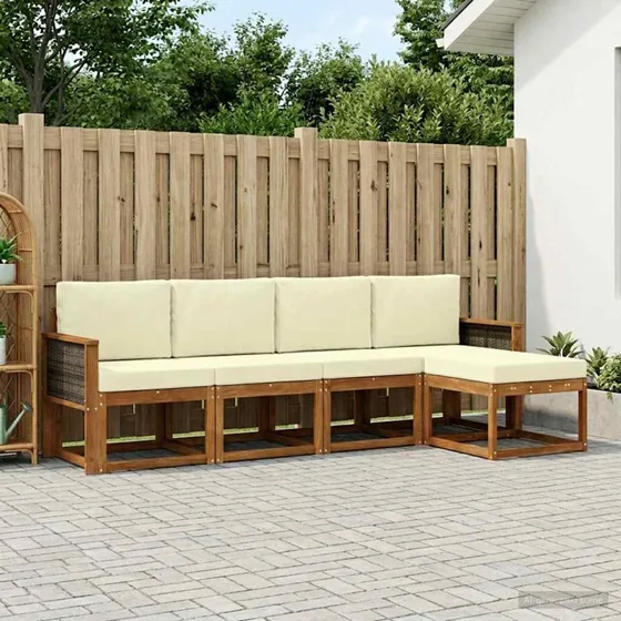 vidaXL Udendørs Sofagruppe 5-pc Naturlig/Fløde Akacietræ