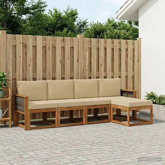 vidaXL Udendørs Sofagruppe 5-pers. Akacietræ Naturlig/Beige