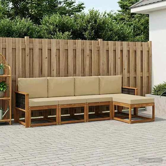 vidaXL Udendørs Sofagruppe 5-pers. Naturlig/Beige Akacietræ