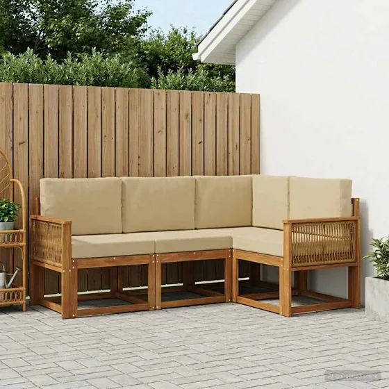 vidaXL Udendørs Sofagruppe 4-pers. Akacietræ Naturlig/Beige
