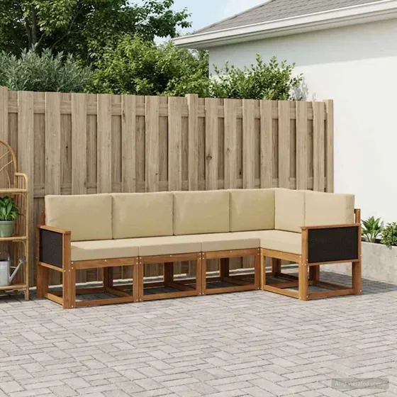 vidaXL Udendørs Sofagruppe 5-pers. Naturlig/Beige Akacietræ