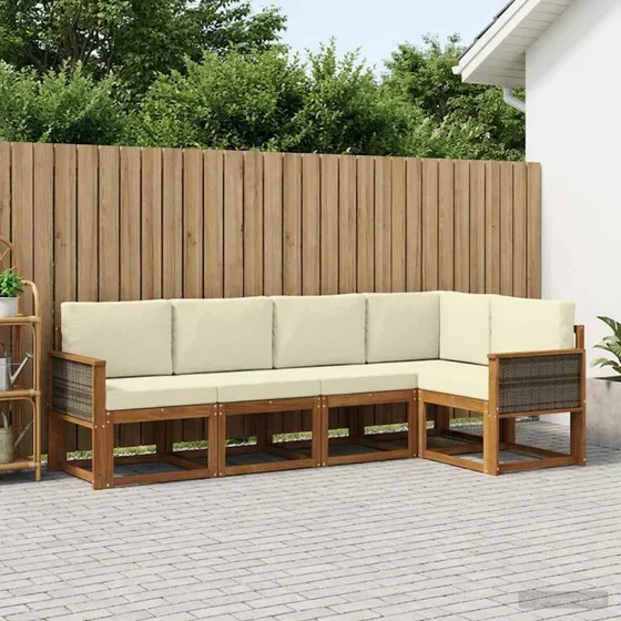 vidaXL Udendørs Sofagruppe 5-pers. Akacietræ Naturlig/Fløde
