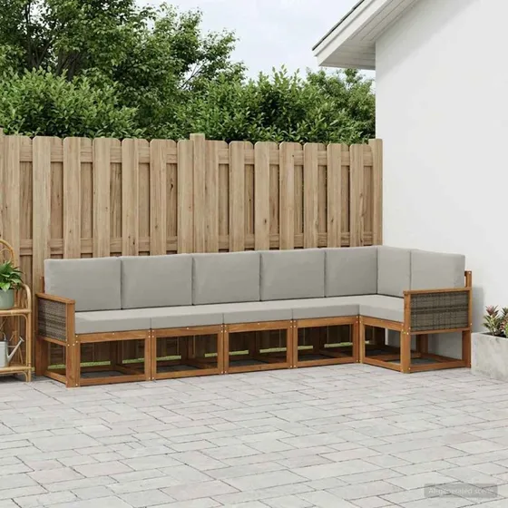 vidaXL Udendørs Sofagruppe 6 pcs Akacietræ Natur/Lysegrå
