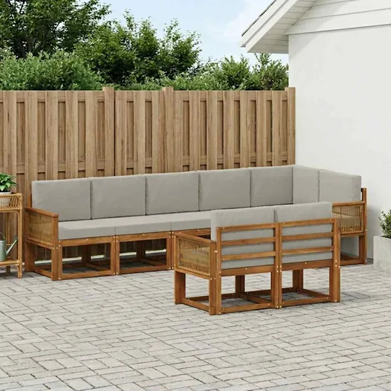 vidaXL Udendørs Sofagruppe 8 pc Natur/Lysegrå Akacietræ