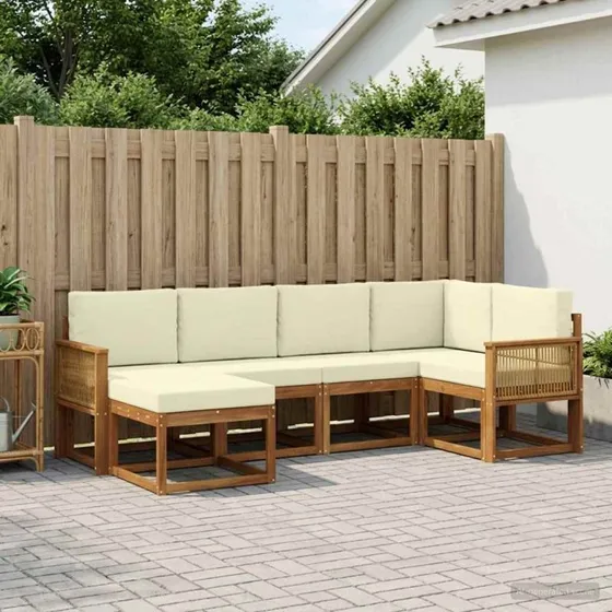 vidaXL Udendørs Sofagruppe 6 pc Akacietræ Naturlig/Fløde