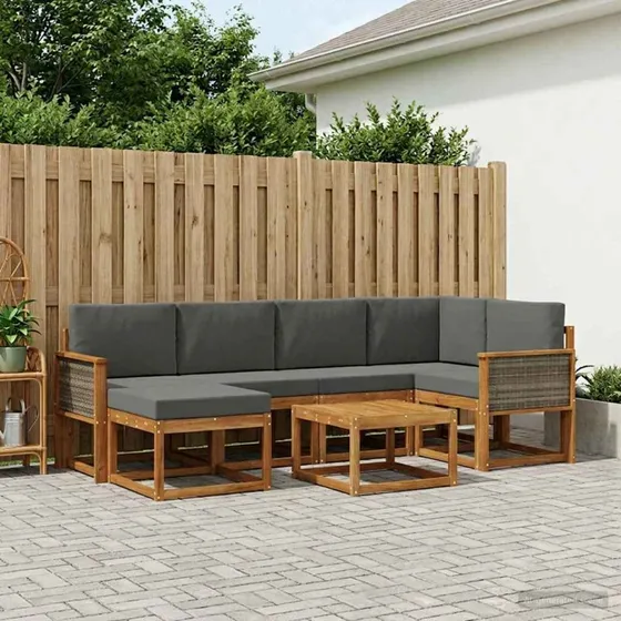 vidaXL Udendørs Sofagruppe 7-del, Naturlig/Antracit