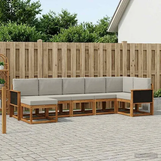 vidaXL Udendørs Sofagruppe 7 pcs Natur/lysegrå Akacietræ