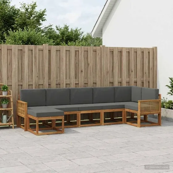 vidaXL Udendørs Sofagruppe 7 del, Naturlig/Antracit, Polyester