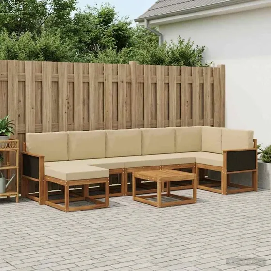 vidaXL Udendørs Sofagruppe 8 Dele Naturlig/Beige Akacietræ