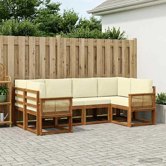 vidaXL Udendørs Sofagruppe 6 pc Naturlig/Fløde Akacietræ