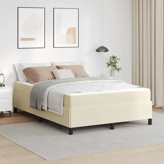 vidaXL Sengestel med madras Creme 140x200 cm